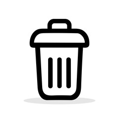 Trash bin icon. Black and white trash bin sign. Vector illustration