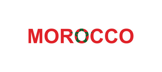 Letters Morocco in the style of the country flag. Morocco word in national flag style.