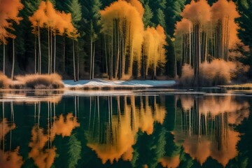 reflection of trees in water