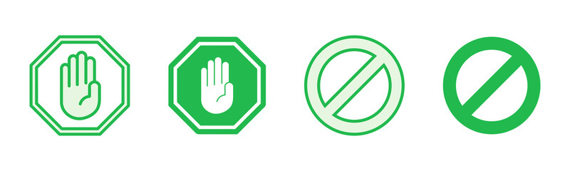 Stop icon set. stop road sign. hand stop icon vector