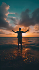Fototapeta premium Dawning Optimism: Bright Sunrise Inspires Hopeful Vision