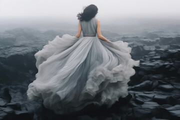 Mystical Noir: Enchanting Women Amid Volcanic Ice