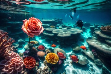coral reef in the sea generated by AI technology	