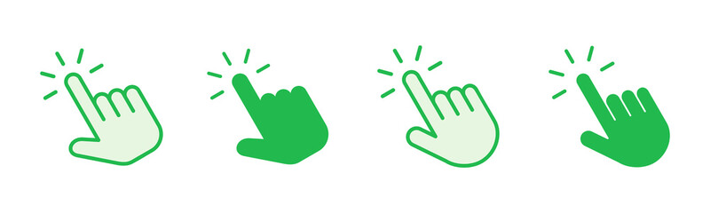 Hand click icon set. pointer icon vector. hand cursor icon vector