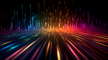 Dynamic Vibrant colorful light tail backdrop with lines and dots, luminance abstact pattern with streaking lights and modern spectrum, abstract futuristic neon art