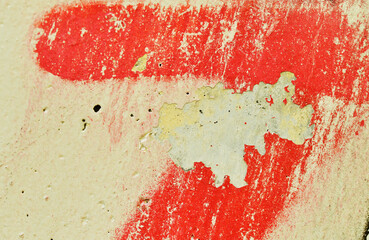 Wand, Mauer Putz abgeblättert, Graffiti in rot beige gelb rauer Hintergrund für Design, Web, mit...