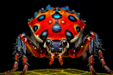 Spotted lanternfly, against black background