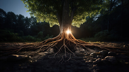 Roots revel in the dual glow of daylight and nocturnal luminescence