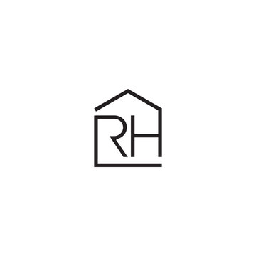 Letter RH real estate logo, home logo typography vector 