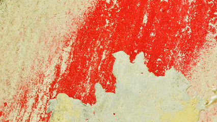 Wand, Mauer Putz abgeblättert, Graffiti in rot beige gelb, rauer Hintergrund für Design, Web, mit...