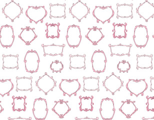 Vintage style picture frame pattern. Set of antique classic carved frames. Retro decorations for painting, photo. Flat vector illustration on white background