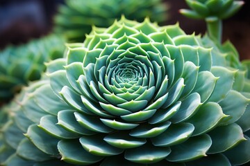 Ethereal succulent spiral, Fibonacci sequence in nature - obrazy, fototapety, plakaty