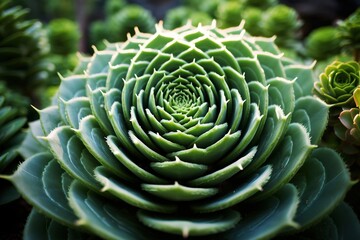 Obraz premium Ethereal succulent spiral, Fibonacci sequence in nature
