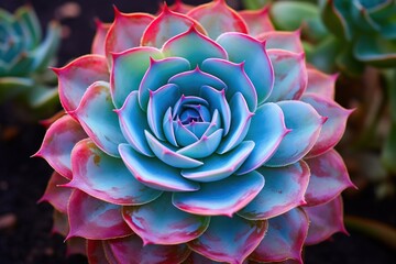 Echeveria rosette, jewel-toned symmetry