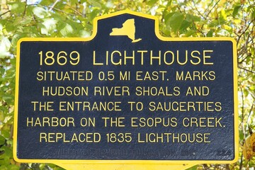 Sign banner about 1869 lighthouse