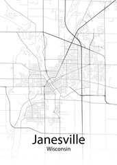 Janesville Wisconsin minimalist map