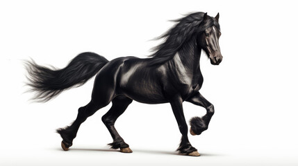 Obraz na płótnie Canvas Beautiful black stallion with a magnificent mane
