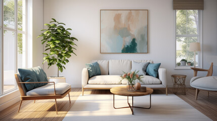 Couch with painting art picture in modern Living Room