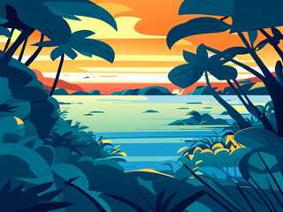 Fototapeta na wymiar Hawaii the lush green foliage to the bright blue waters and vibrant sunsets