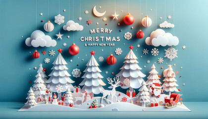 Merry Christmas & Happy NewYear クリスマスカード - obrazy, fototapety, plakaty