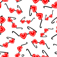 seamless pattern with glasses hearts