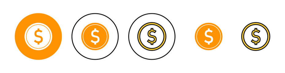 Money icon set for web and mobile app. Money sign and symbol