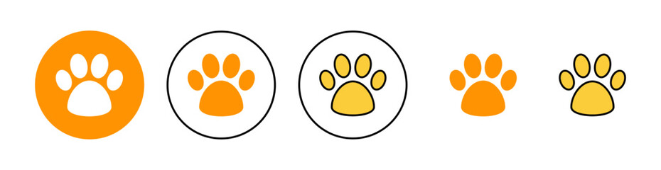 Paw icon set for web and mobile app. paw print sign and symbol. dog or cat paw