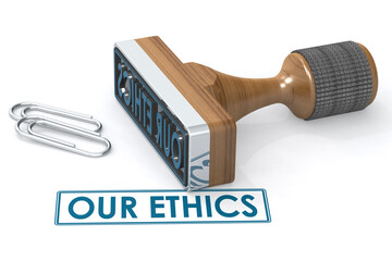 Rubber stamp with our ethics word - obrazy, fototapety, plakaty