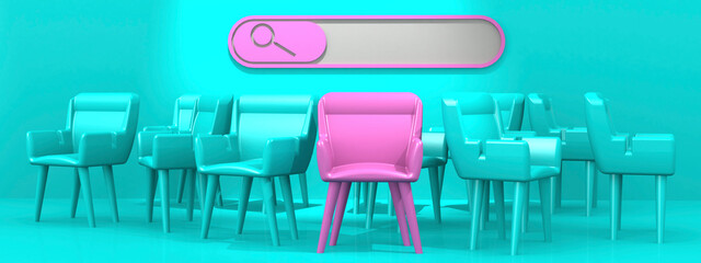 Obraz premium Searching for new job concept with purple chair