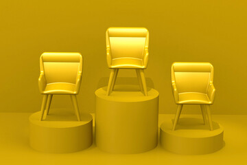 Yellow chair on top of podium