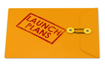 Yellow envelope with launch plans word