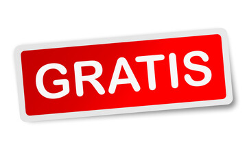 Gratis square sticker isolated on white