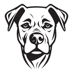 Vector dog face drawing, dog face silhouette, print ready editable. EPS file, cutting file, cricut file