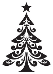 Abstract Christmas pine,christmas pine vector drawing,black pine tree,print ready,editable,clip art,cricut file,eps file