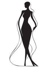 Abstract Woman drawing drawing,wall art,print ready editable,black and white drawing