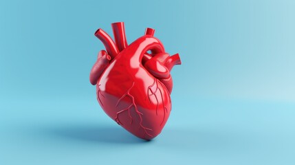 3D anatomical heart illustration set against a soft, light blue background, creating a captivating blend of science and artistic portrayal.