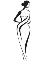 abstract drawing elegant stylish woman silhouette,for logo,ready for print,eps,clip art,