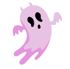 Pink Ghost Cute Hand Drawn Halloween Vector Illustration 