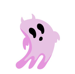 Pink Ghost Cute Hand Drawn Halloween Vector Illustration 