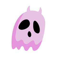 Pink Ghost Cute Hand Drawn Halloween Vector Illustration 