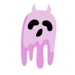 Pink Ghost Cute Hand Drawn Halloween Vector Illustration 