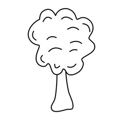 Tree Hand Drawn Cute Lines Icon Vector 