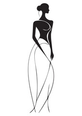 abstract drawing elegant stylish woman silhouette,for logo,ready for print,eps,clip art,