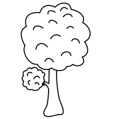 Tree Hand Drawn Cute Lines Icon Vector 