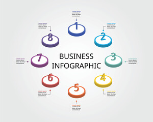 circle template for infographic for presentation for 8 element