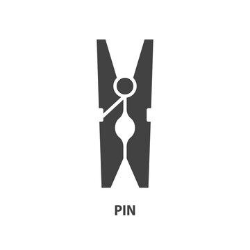 Clothes pin glyph icon. Laundry symbol. © texturis
