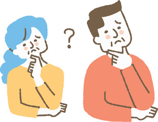 疑問を抱えている中高年夫婦_色