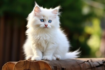 small cute white fluffy kitten