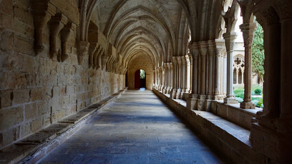 Corridor of Poblet monastery in Spain