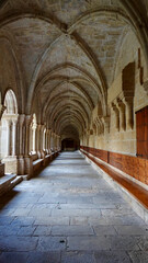 arches of the cathedral Poblet in Spain